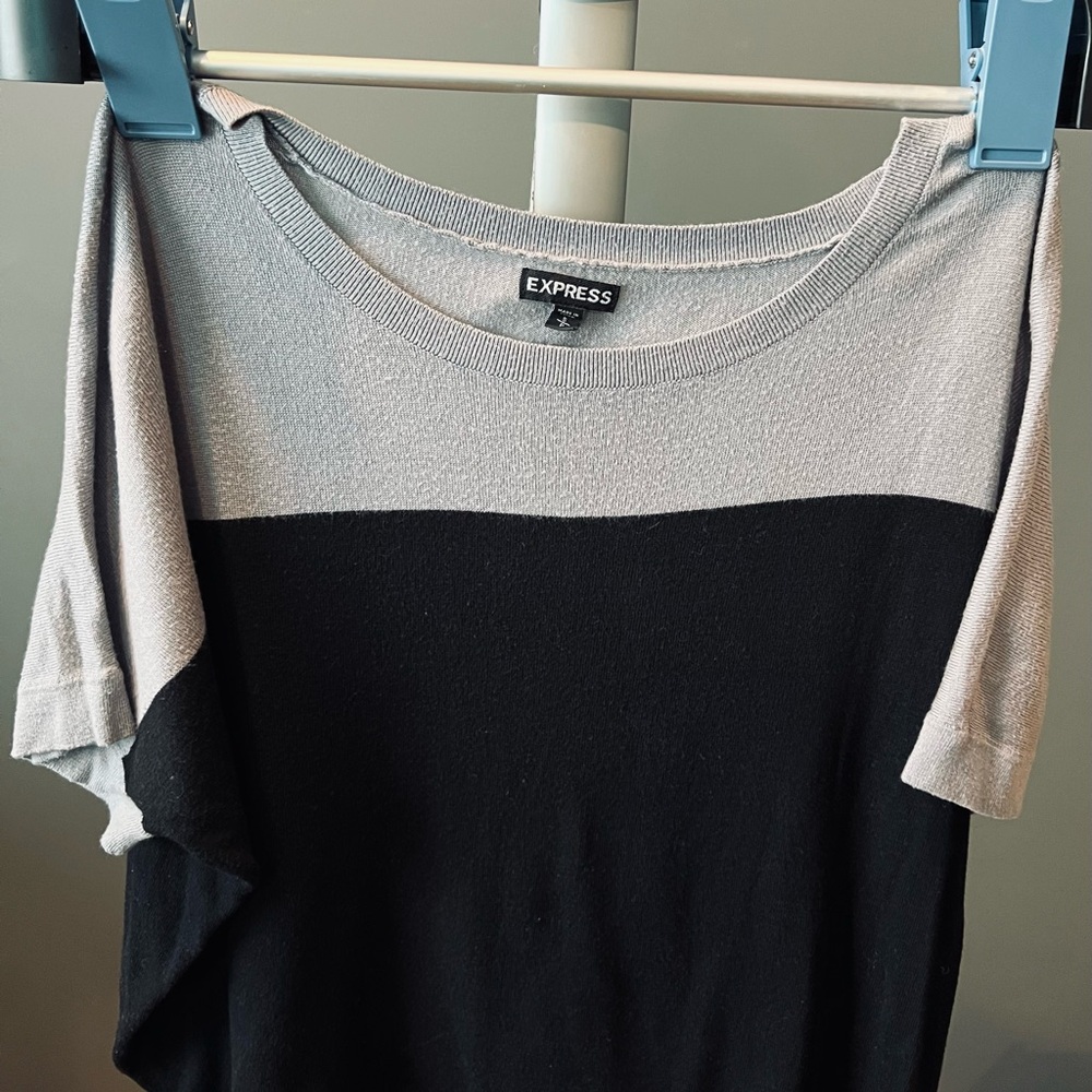 Express Gray and Black Color Block T-Shirt